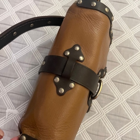 Y2K Vintage Jimmy Choo Brown and Black Studded Leather Handbag - Picture 3 of 5